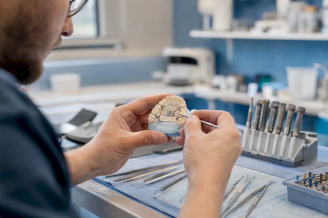 Hands adjusting slow-activation palatal expansion model