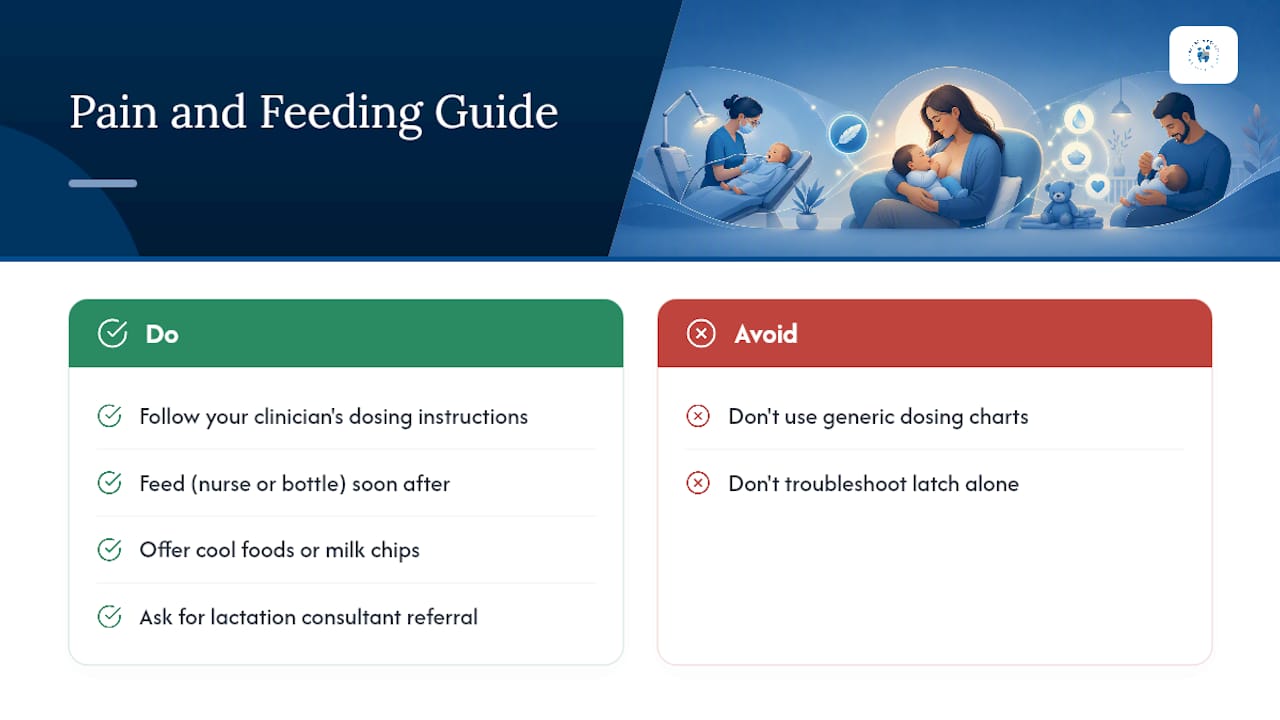 Managing Pain and Feeding After a Frenectomy — overview diagram