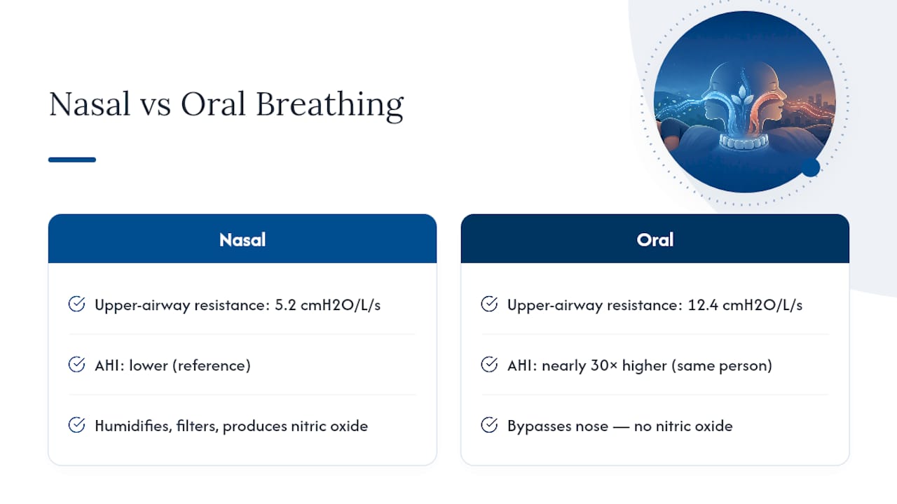 Nasal and oral breathing study comparison