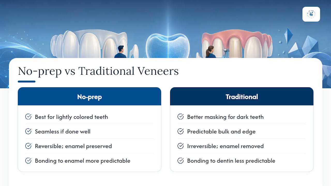 How Do No Prep and Traditional Veneers Compare on Looks and Function? — overview diagram