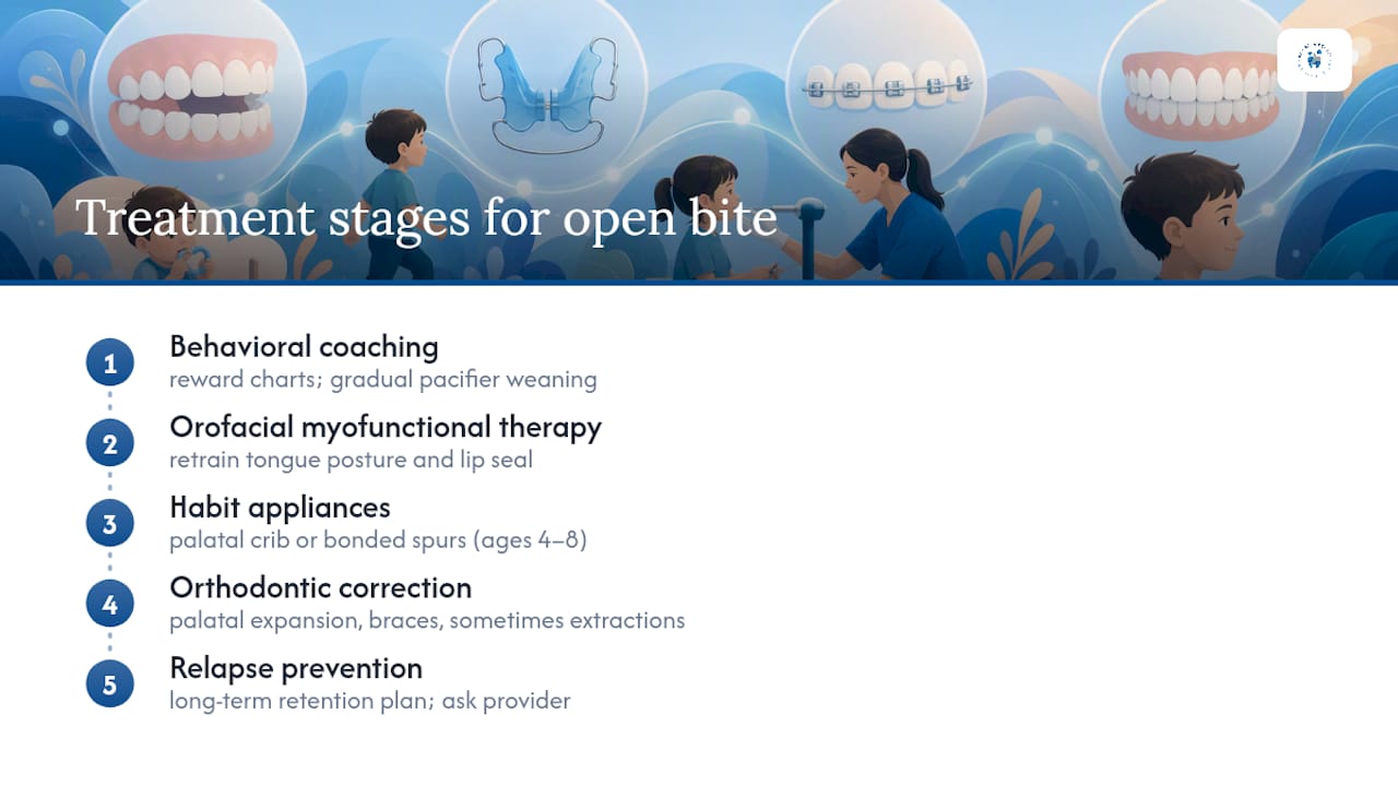 Stages of open bite treatment in children