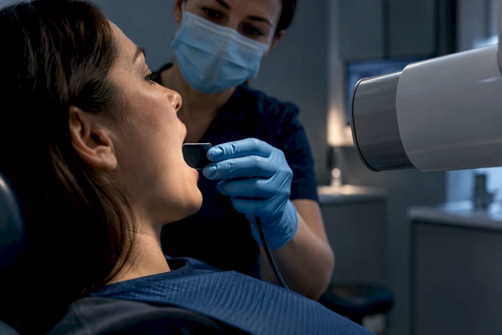 Clinician positioning dental X-ray sensor
