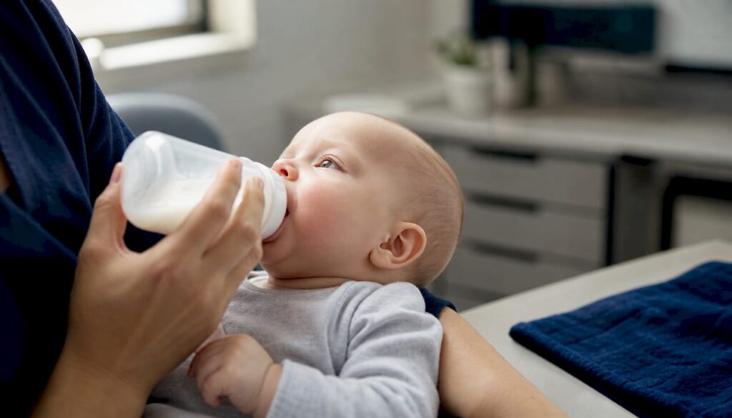 Caregiver demonstrating paced bottle feeding