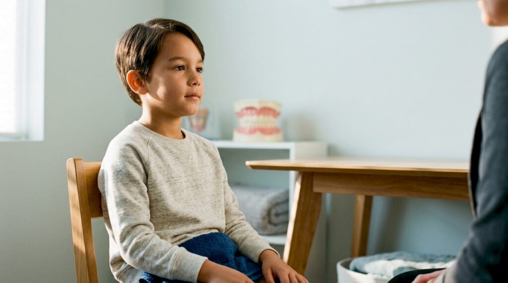 Child practicing calm nasal breathing