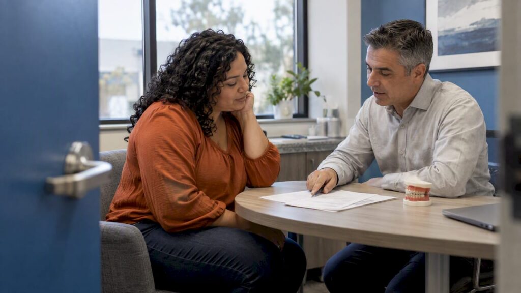 Patient reviewing a braces cost estimate