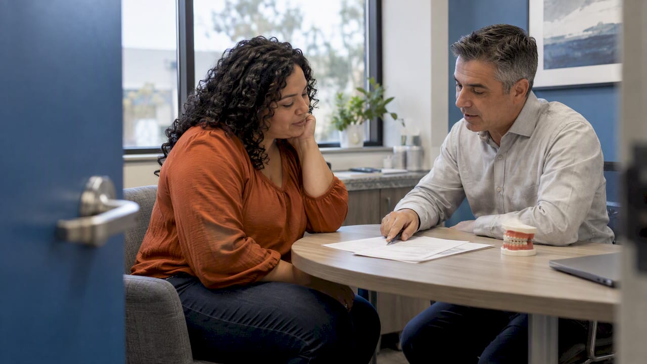Patient reviewing a braces cost estimate